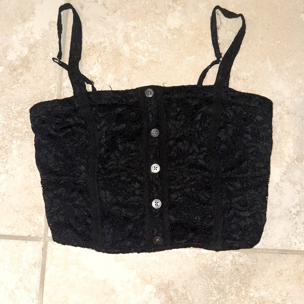 Black lace cropped tank | Abercrombie
